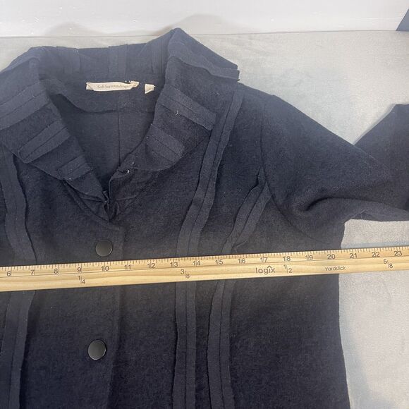 Soft Surroundings Aveline Jacket Large Black Wool Blend Shawl Collar Snap Front - Picture 9 of 10